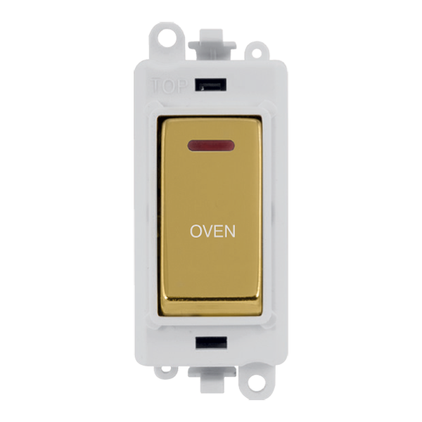 Click GridPro 20AX Double Pole Switch With LED Module - Polar White - Polished Brass - Oven – GM2218PWBR-OV