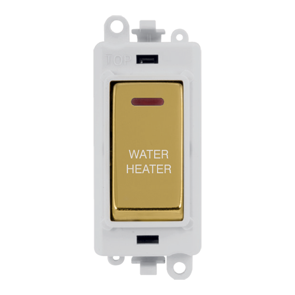 Click GridPro 20AX Double Pole Switch With LED Module - Polar White - Polished Brass - Water Heater – GM2218PWBR-WH