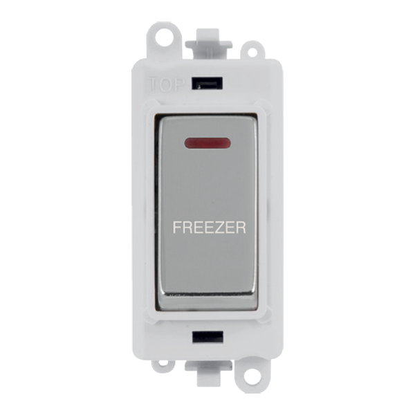 Click GridPro 20AX Double Pole Switch With LED Module - Polar White - Polished Chrome - Freezer – GM2218PWCH-FZ