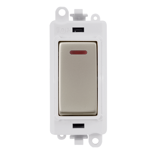 Click GridPro 20AX Double Pole Switch With LED Module - Polar White - Pearl Nickel – GM2218PWPN