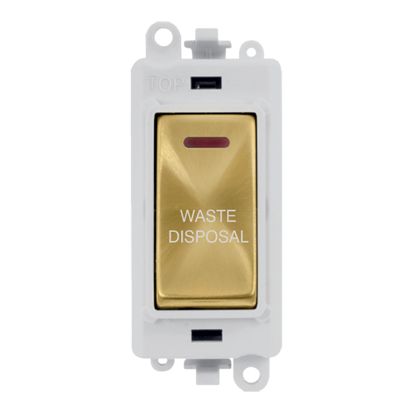 Click GridPro 20AX Double Pole Switch With LED Module - Polar White - Satin Brass - Waste Disposal – GM2218PWSB-WD