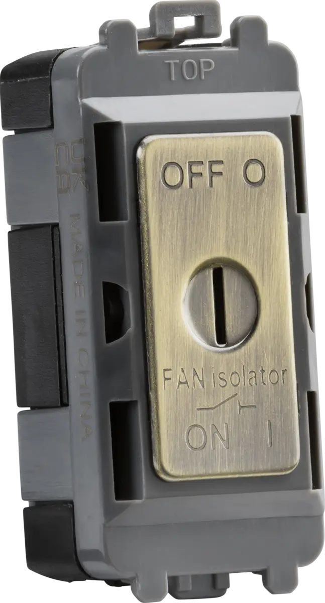Knightsbridge 10A fan Isolator key switch module - antique brass – GDM021AB