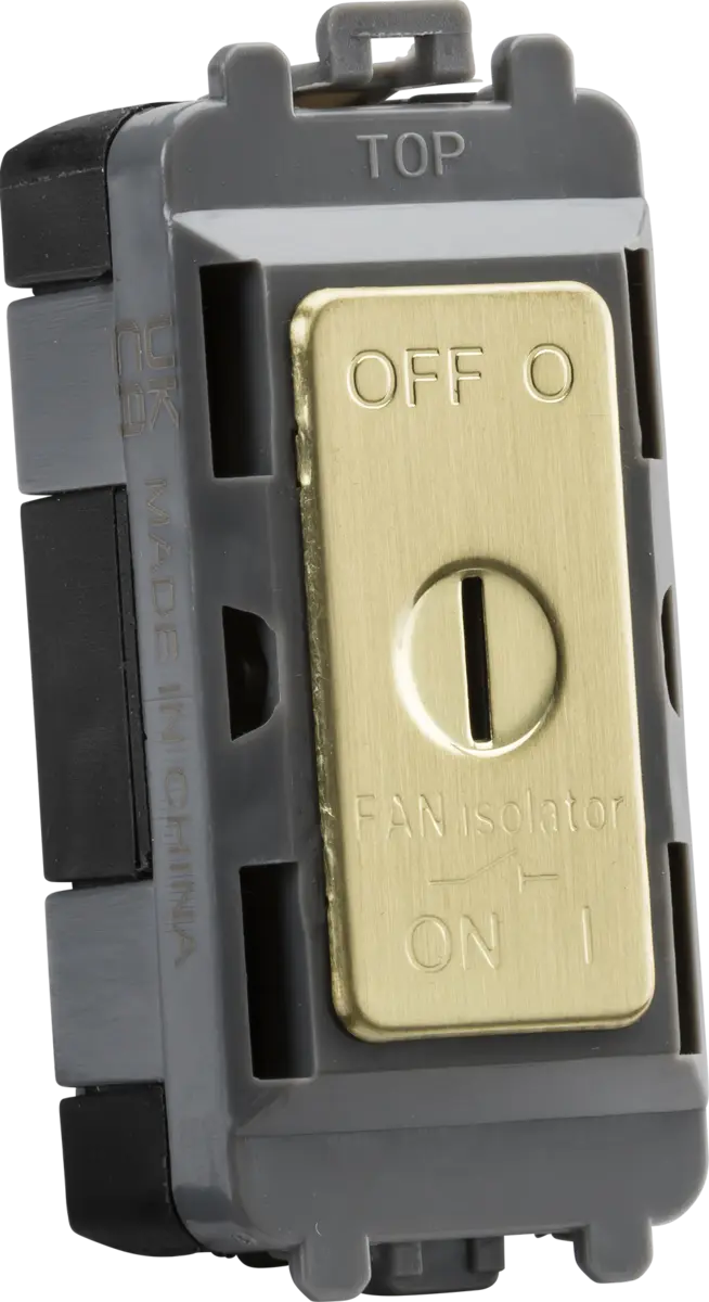Knightsbridge 10A fan Isolator key switch module - brushed brass – GDM021BB