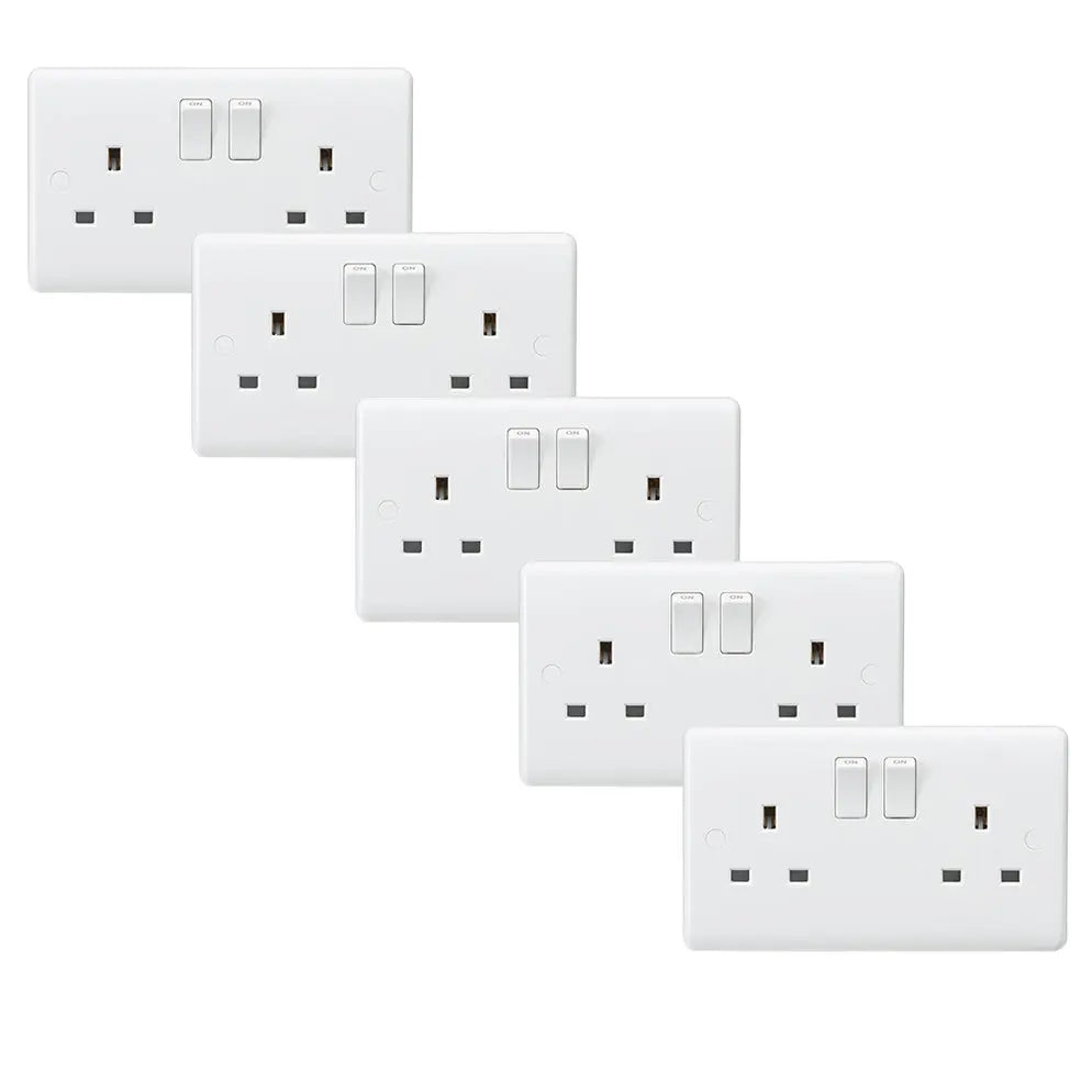 Knightsbridge CU9000 13A 2G Double Pole Switched Socket White - 5 Pack Knightsbridge