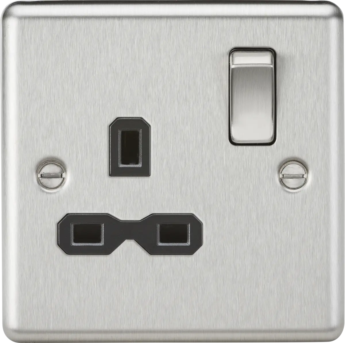 Knightsbridge 13A 1G DP Switched Socket - Brushed Chrome with Black Insert – CL7BC
