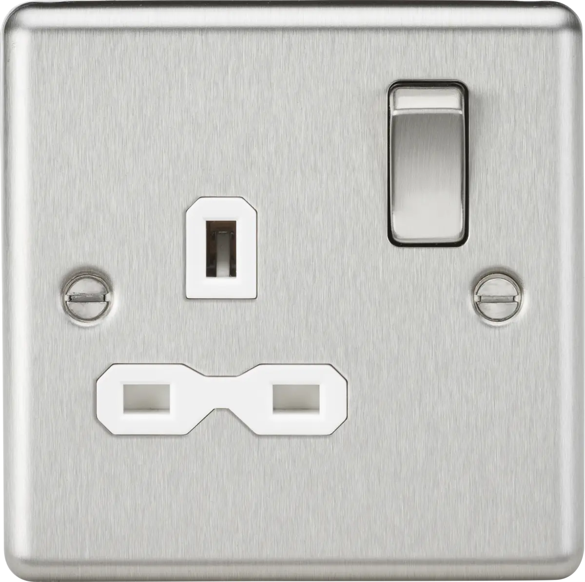 Knightsbridge 13A 1G DP Switched Socket - Brushed Chrome with White insert – CL7BCW