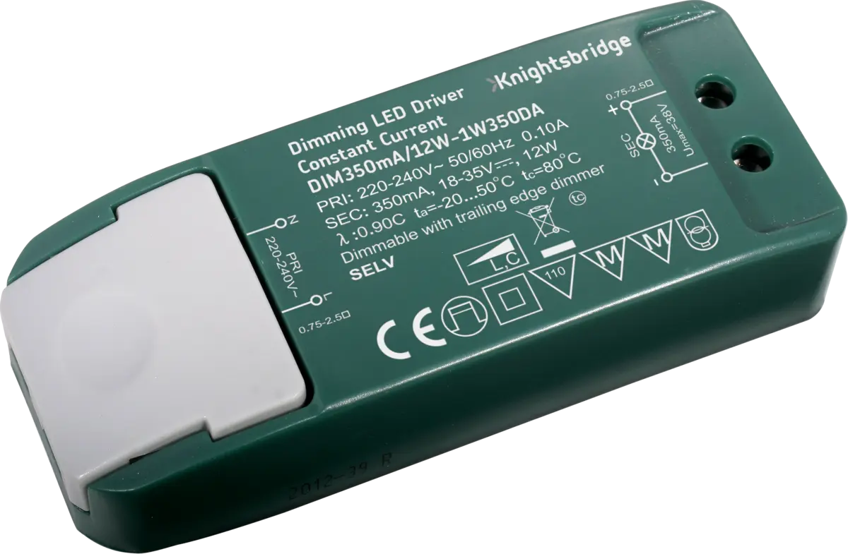 Knightsbridge IP20 350mA 12W LED Dimmable Driver - Constant Current – 1W350DA