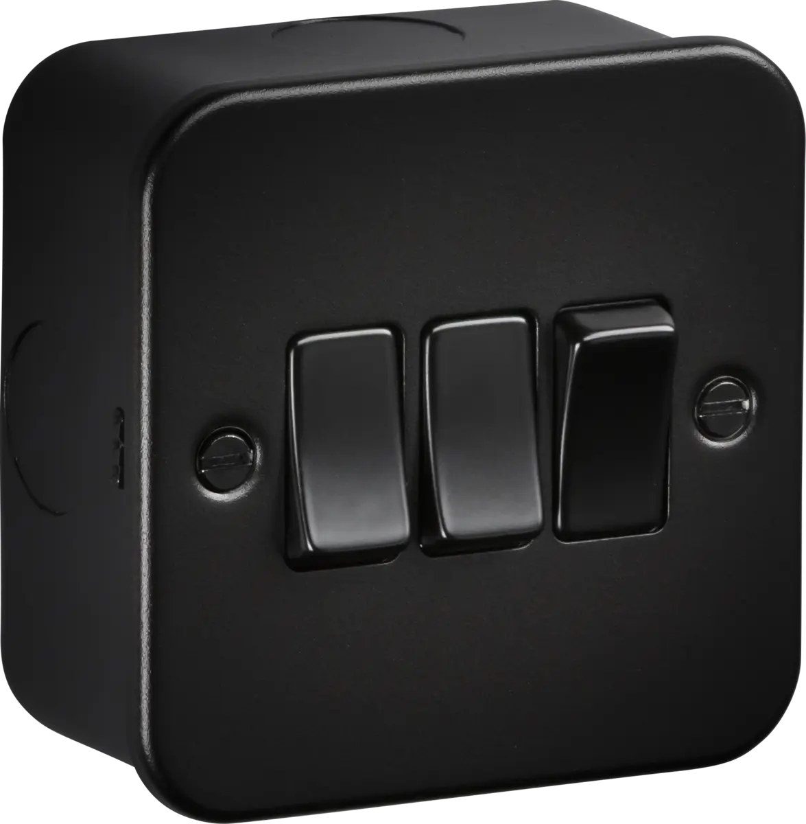 Knightsbridge Metal Clad Black 10AX 3G 2-way Switch – M4000TB Knightsbridge