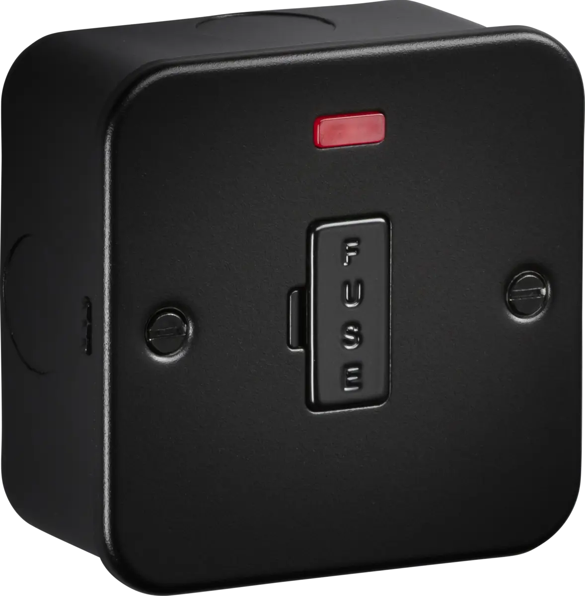 Knightsbridge Metal Clad Black 13A Unswitched Fused Spur with Neon – M6000NTB Knightsbridge