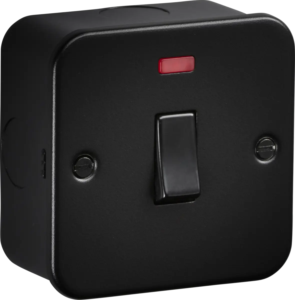 Knightsbridge Metal Clad Black 45A 1G DP Switched with Neon – M8331NTB Knightsbridge