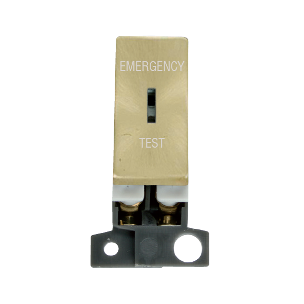 Click MiniGrid 13A Resistive DP Ingot Keyswitch "Emergency Test" - Satin Brass – MD029SB