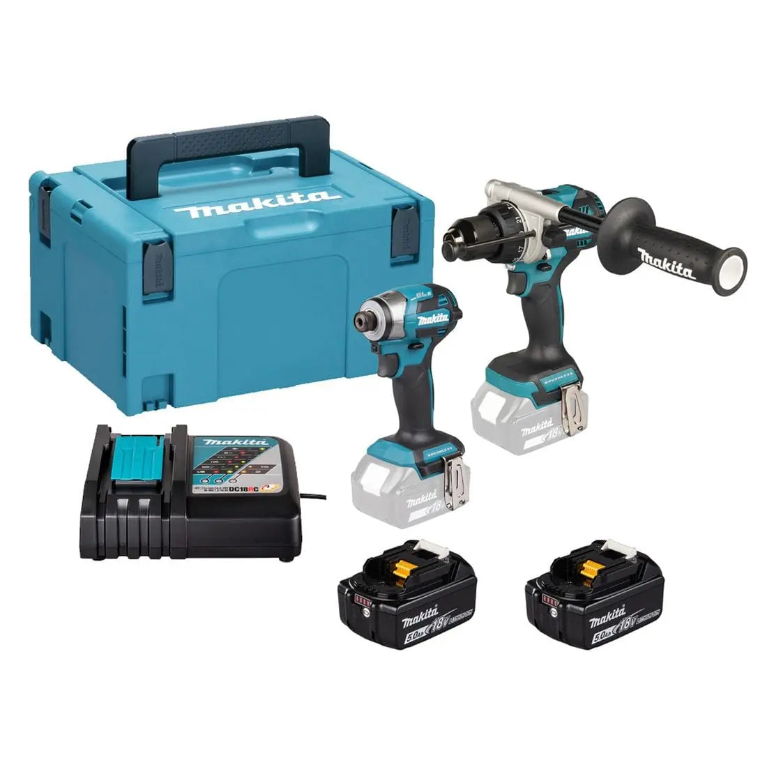 Makita DLX2549TJ 18V LXT 2 Piece Combo Kit - DHP492 Combi Drill & DTD173 Impact Driver with 2x 5.0Ah Batteries Makita