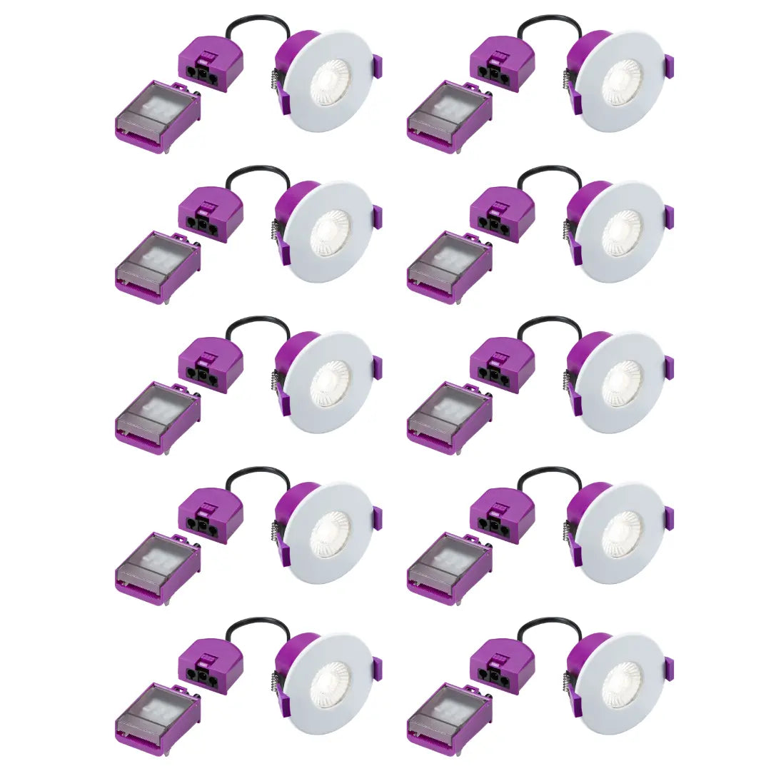 Knightsbridge x10 SPKEVFS10 SpektroLED Evo Fixed IP65 Downlights 2 x wattage and 4x cct c/w White Bezels ML Knightsbridge