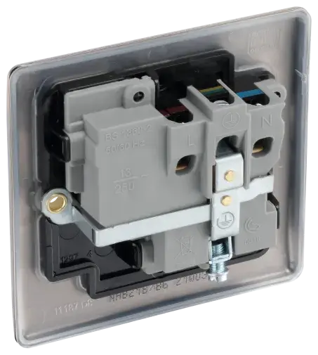 BG Nexus Metal Single Socket in Antique Brass with Black Inserts - NAB21B-01 BG (British General)