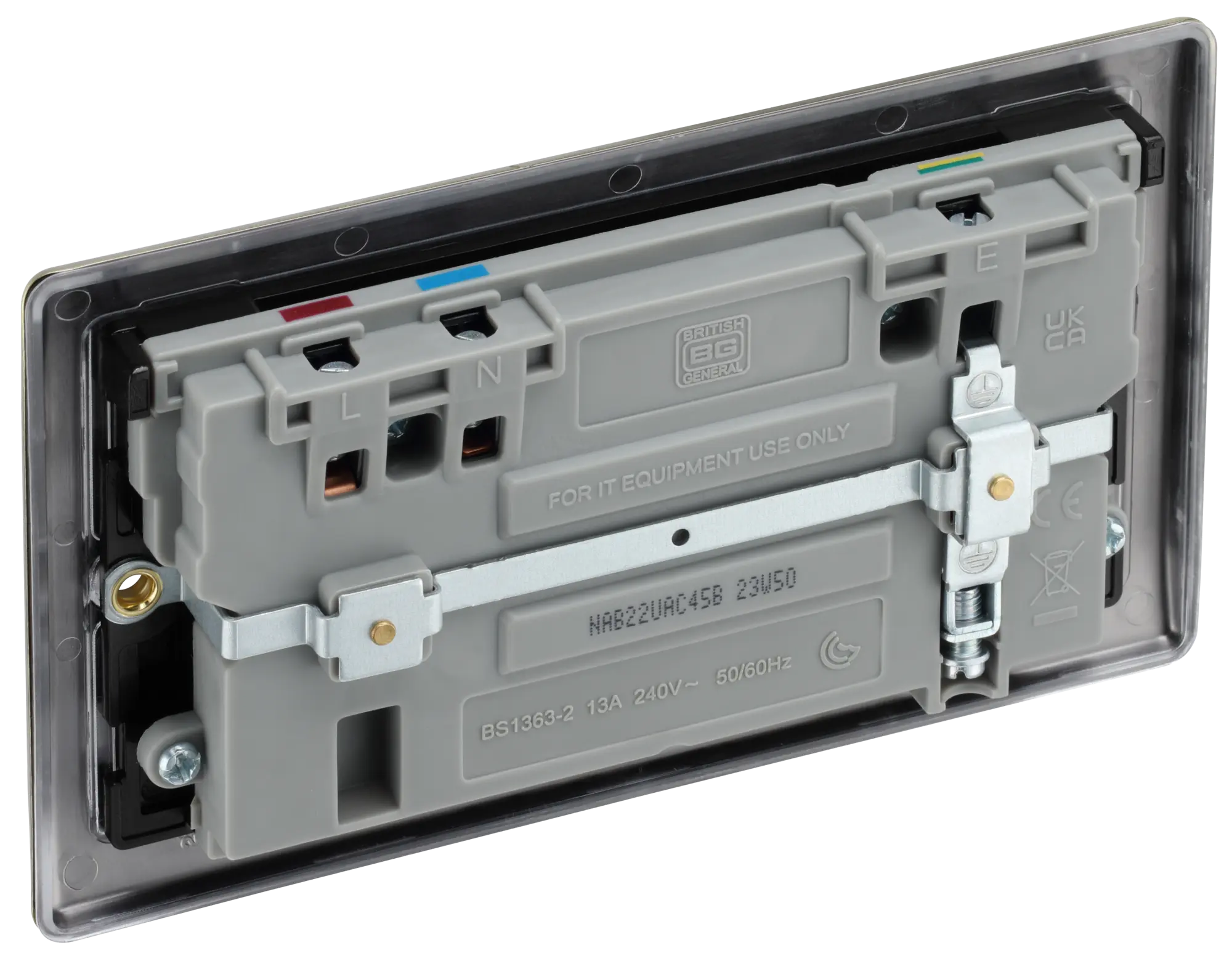 BG Nexus Metal USB USBC 45W Double Socket in Antique Brass with Black Insert NAB22UAC45B BG Nexus