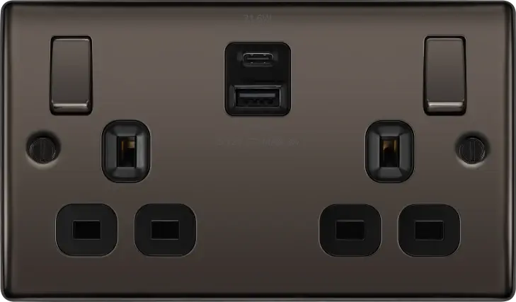 BG Nexus Black Nickel Switches and Sockets Black Inserts Full Range ACAS Electrical