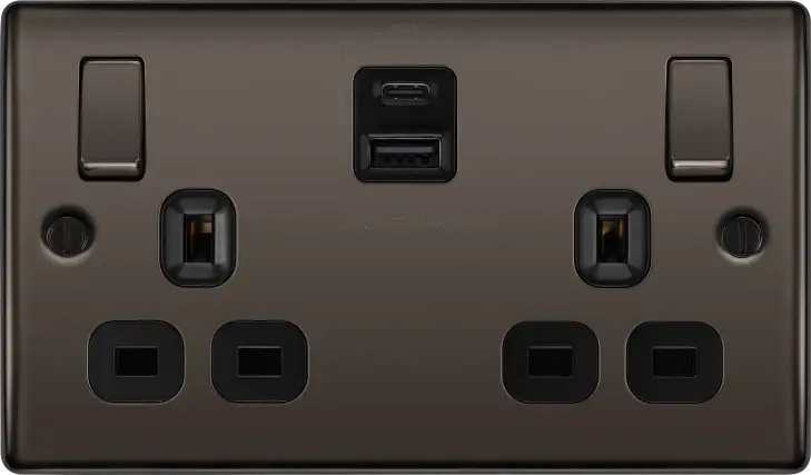 BG Nexus Black Nickel Switches and Sockets Black Inserts Full Range ACAS Electrical
