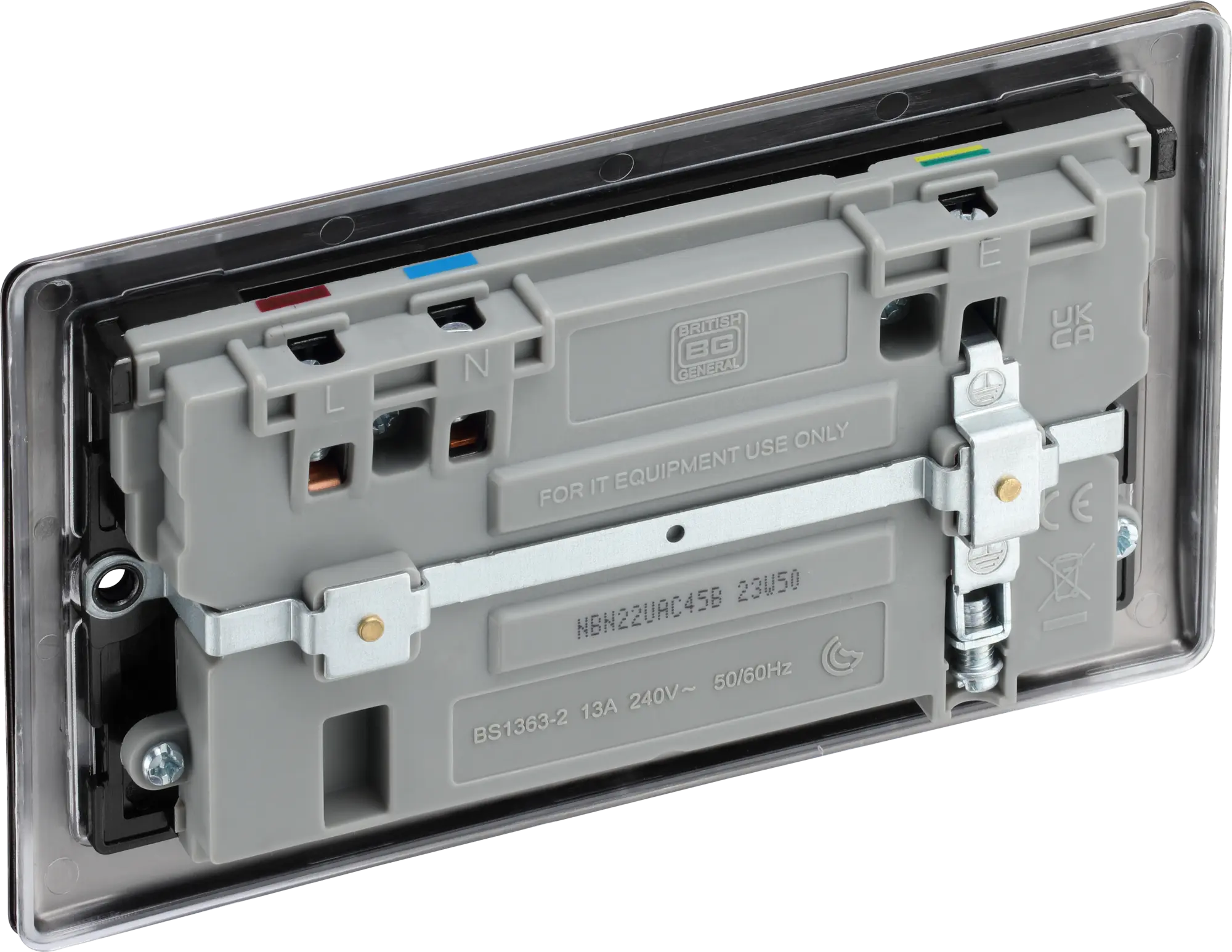 BG Nexus Metal USB USBC 45W Double Socket in Black Nickel NBN22UAC45B BG Nexus