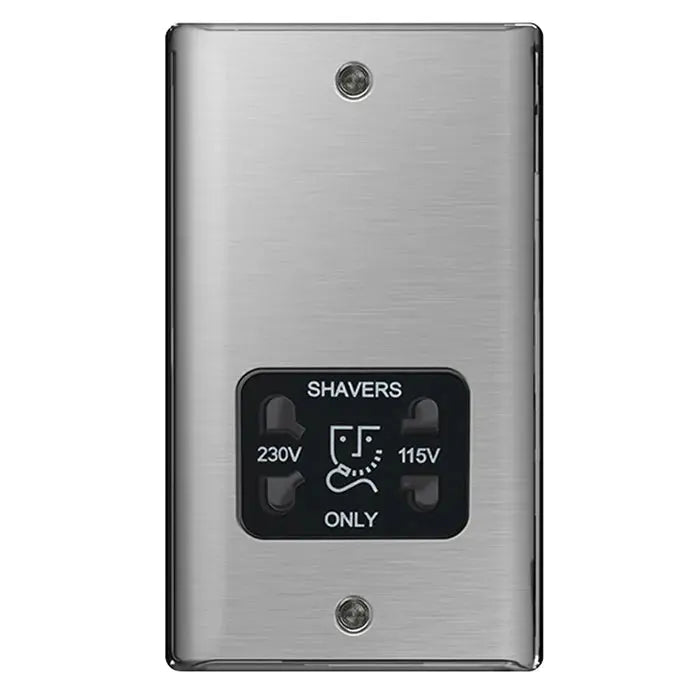 BG Nexus Brushed Steel Switches and Sockets with Black Inserts – Full Range BG Nexus