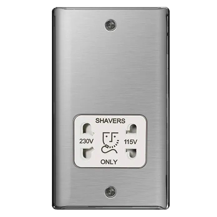 BG Nexus Brushed Steel Switches and Sockets with White Inserts – Full Range BG Nexus