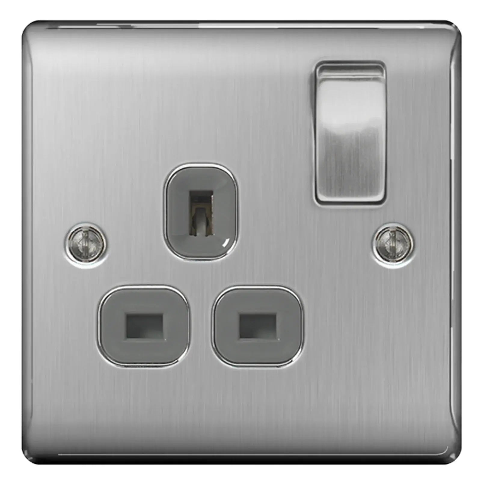BG Nexus Brushed Steel Switches and Sockets with Grey Inserts – Full Range ACAS Electrical