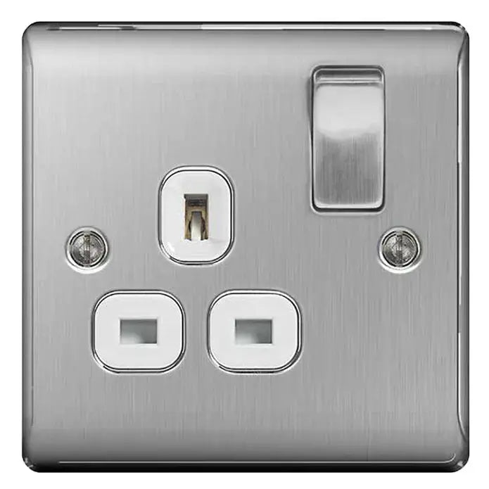 BG Nexus Brushed Steel Switches and Sockets with White Inserts – Full Range BG Nexus
