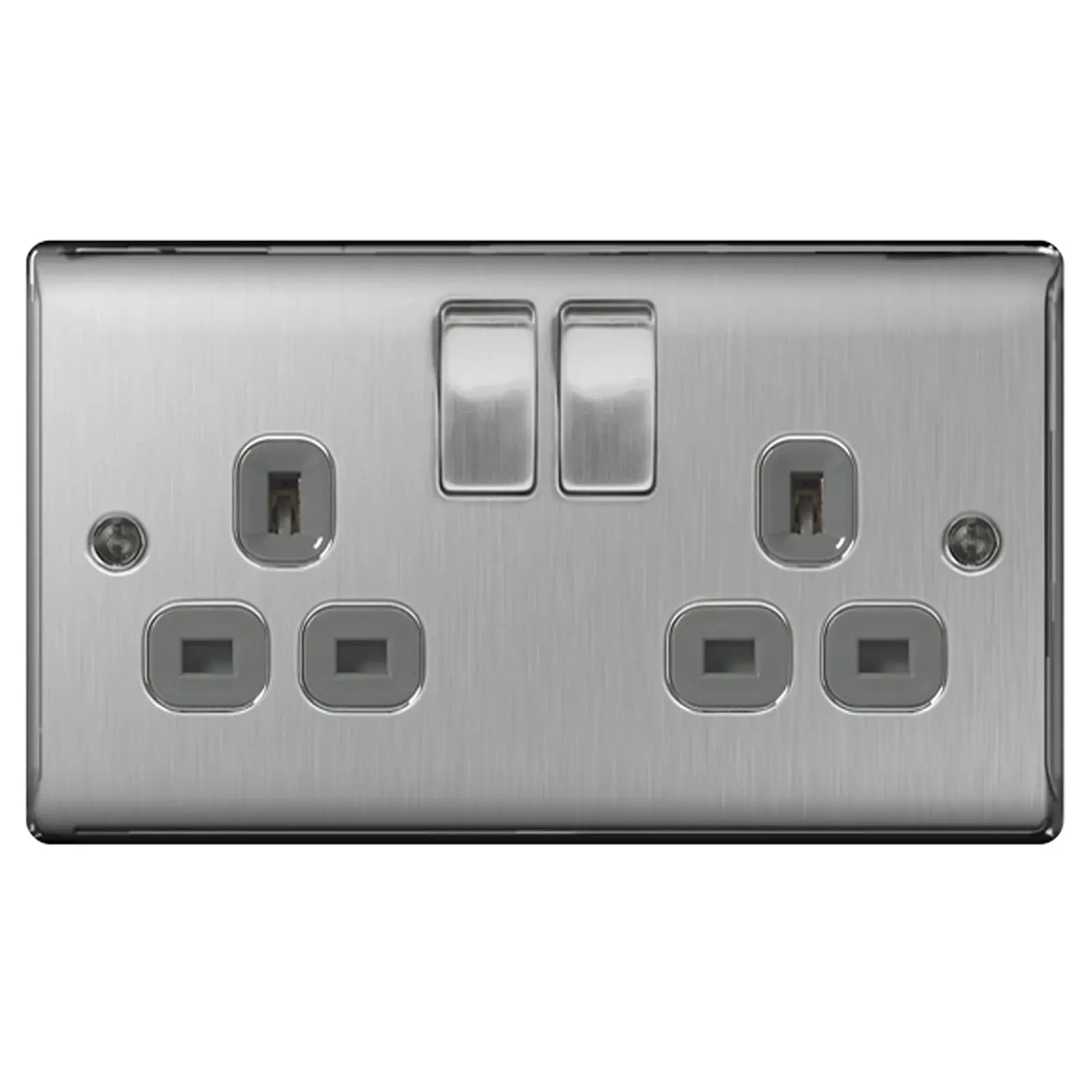 BG Nexus Brushed Steel Switches and Sockets with Grey Inserts – Full Range ACAS Electrical