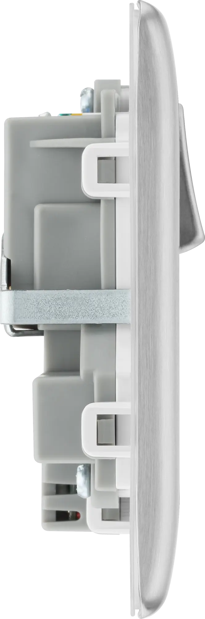 BG Nexus Metal USB USBC 12W Double Sockets In Brushed Steel With White Inserts NBS22UAC22W BG Nexus