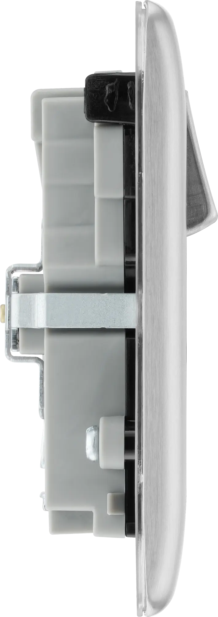 BG Nexus Metal USB USBC 22W Double Socket in Brushed Steel with Black Inserts NBS22UAC22B BG Nexus