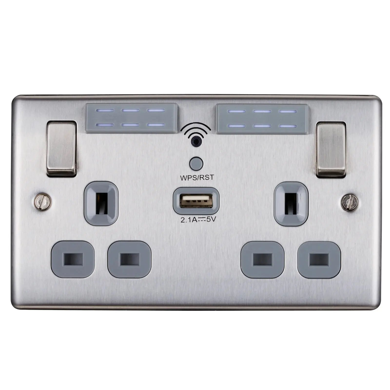 BG Nexus Brushed Steel Switches and Sockets with Grey Inserts – Full Range ACAS Electrical