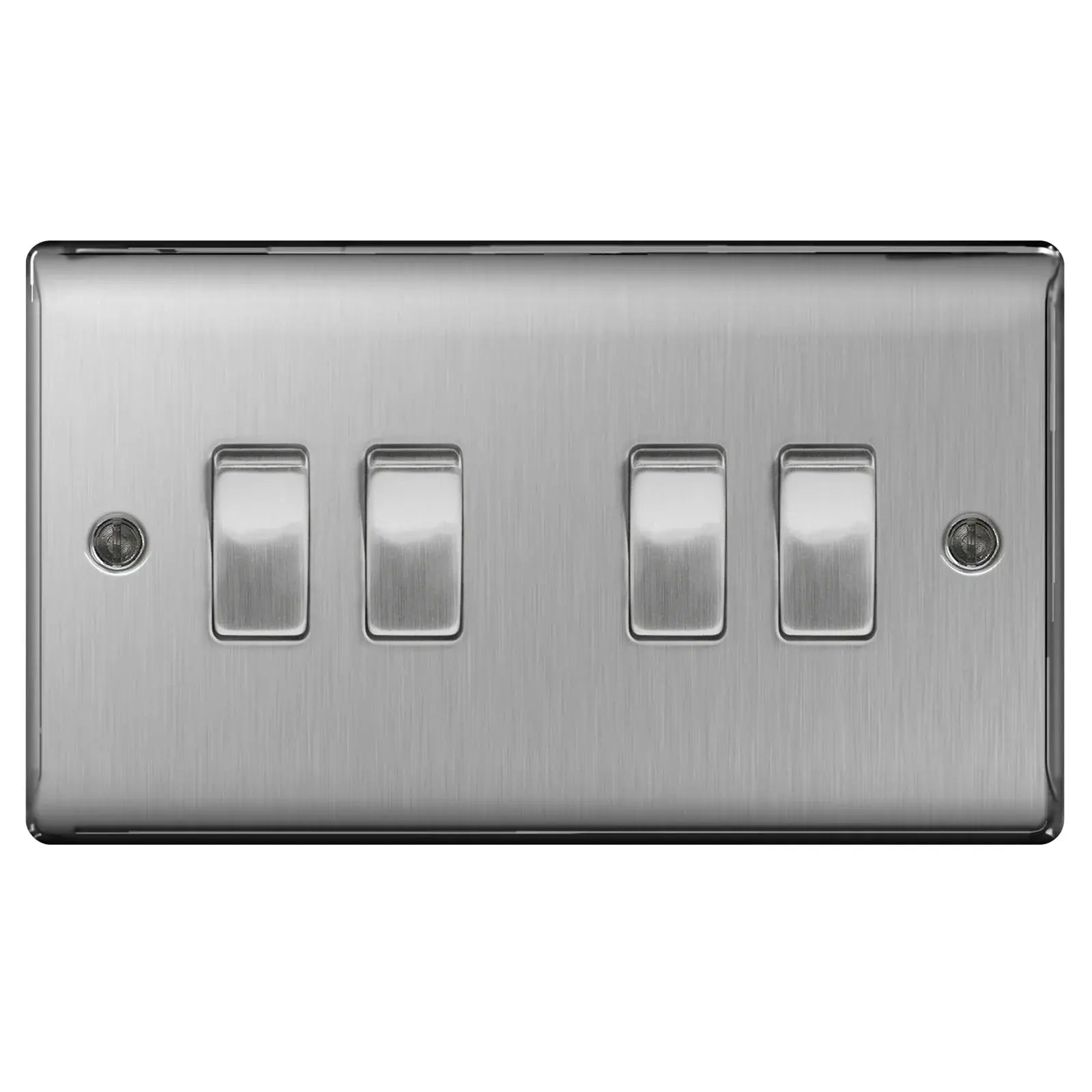 BG Nexus Brushed Steel Switches and Sockets with White Inserts – Full Range BG Nexus