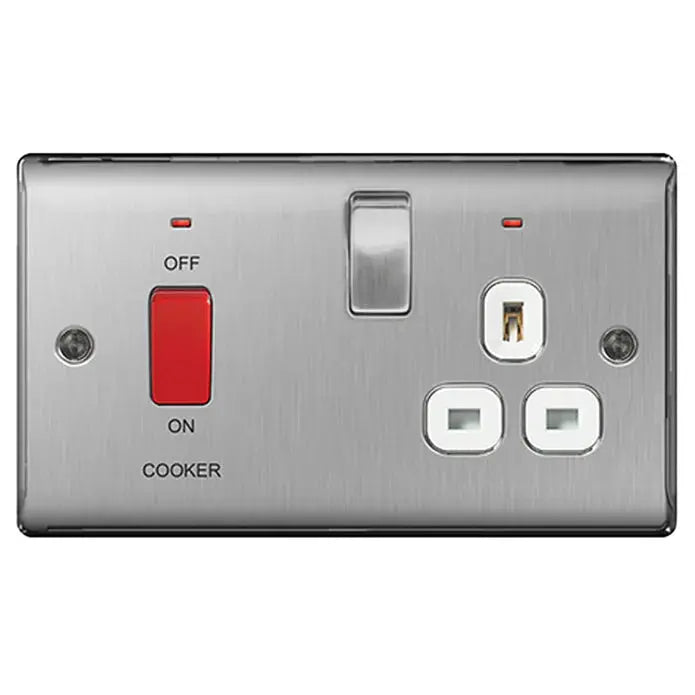 BG Nexus Brushed Steel Switches and Sockets with White Inserts – Full Range BG Nexus