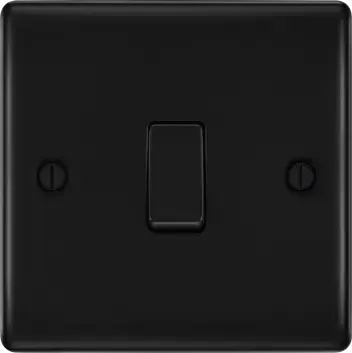 BG Nexus Metal Matt Black 1 Gang 20A 16AX 2 Way Plate Switch - NFB12 BG Nexus