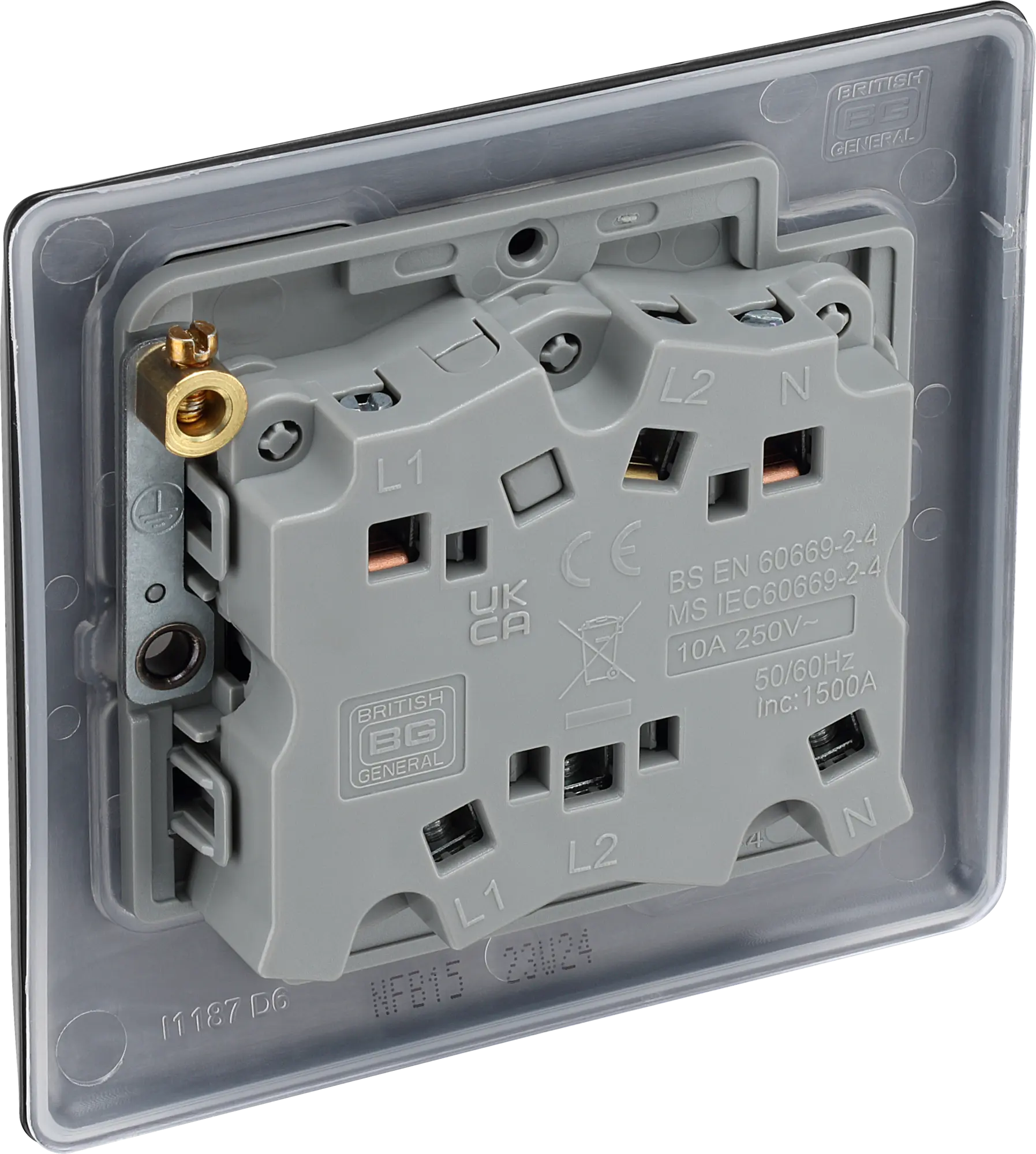 BG Nexus Metal Matt Black 1 Gang 10A Triple Pole Fan Isolator Switch - NFB15 BG Nexus