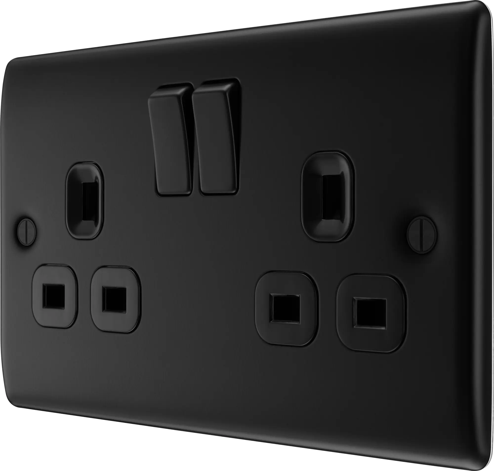 BG Nexus Metal Matt Black Double Socket 2 Gang 13A Double Pole Switched Socket - NFB22B BG Nexus