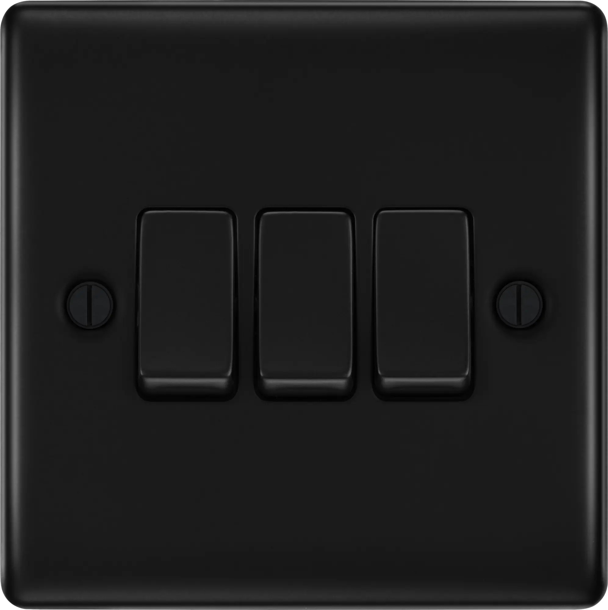 BG Nexus Metal Matt Black 3 Gang 20A 16AX 2 Way Plate Switch -NFB43 BG Nexus