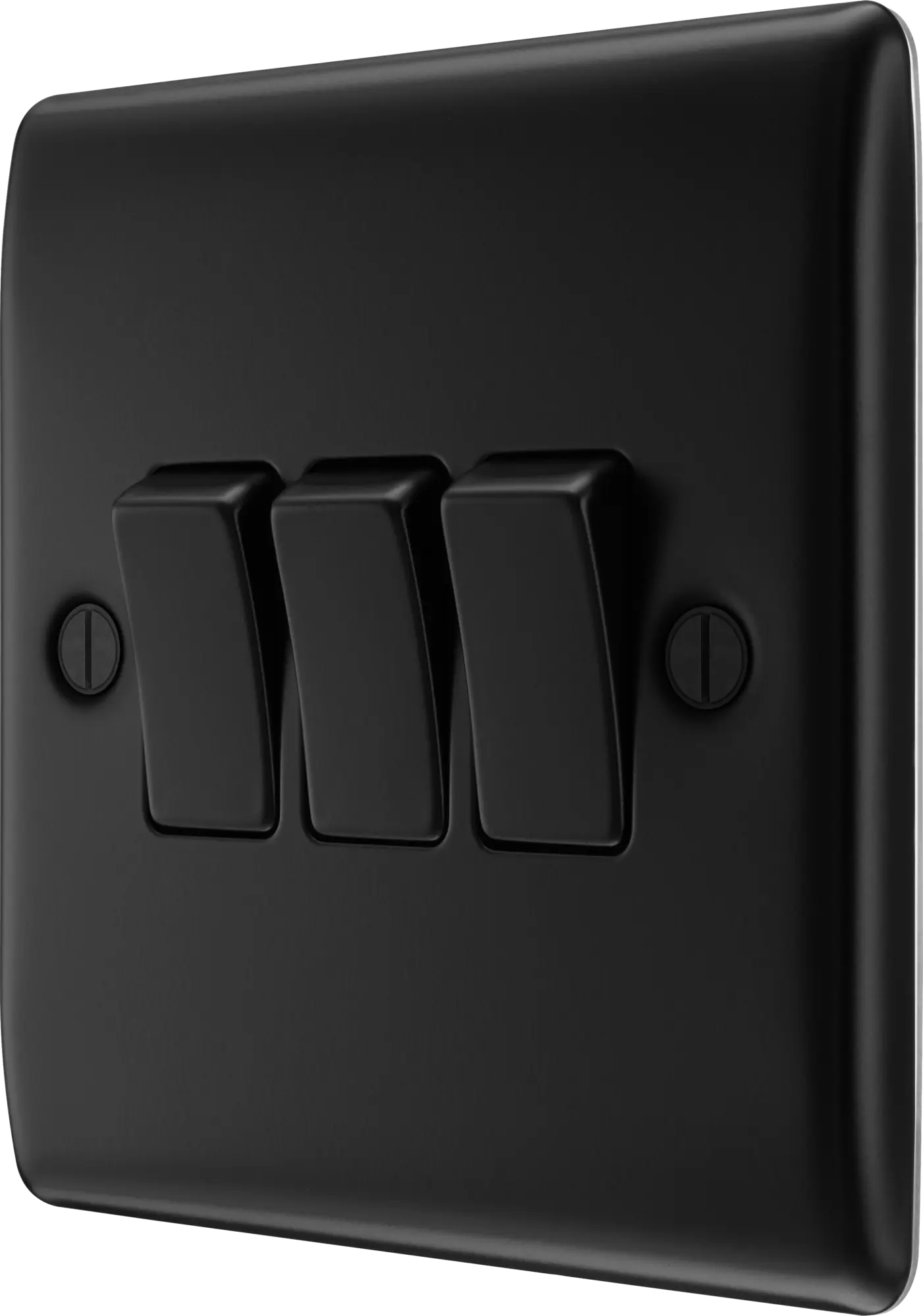 BG Nexus Metal Matt Black 3 Gang 20A 16AX 2 Way Plate Switch -NFB43 BG Nexus