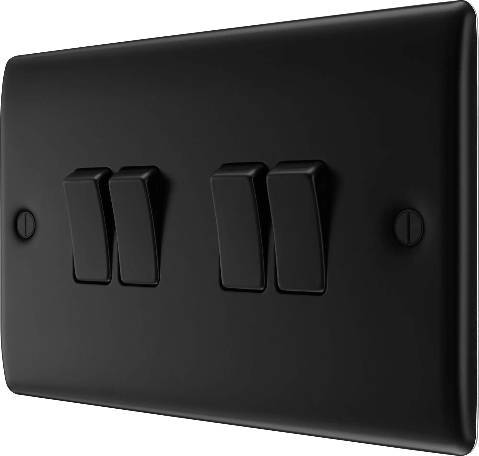 BG Nexus Metal Matt Black 4 Gang 20A 16AX 2 Way Plate Switch - NFB44 BG Nexus