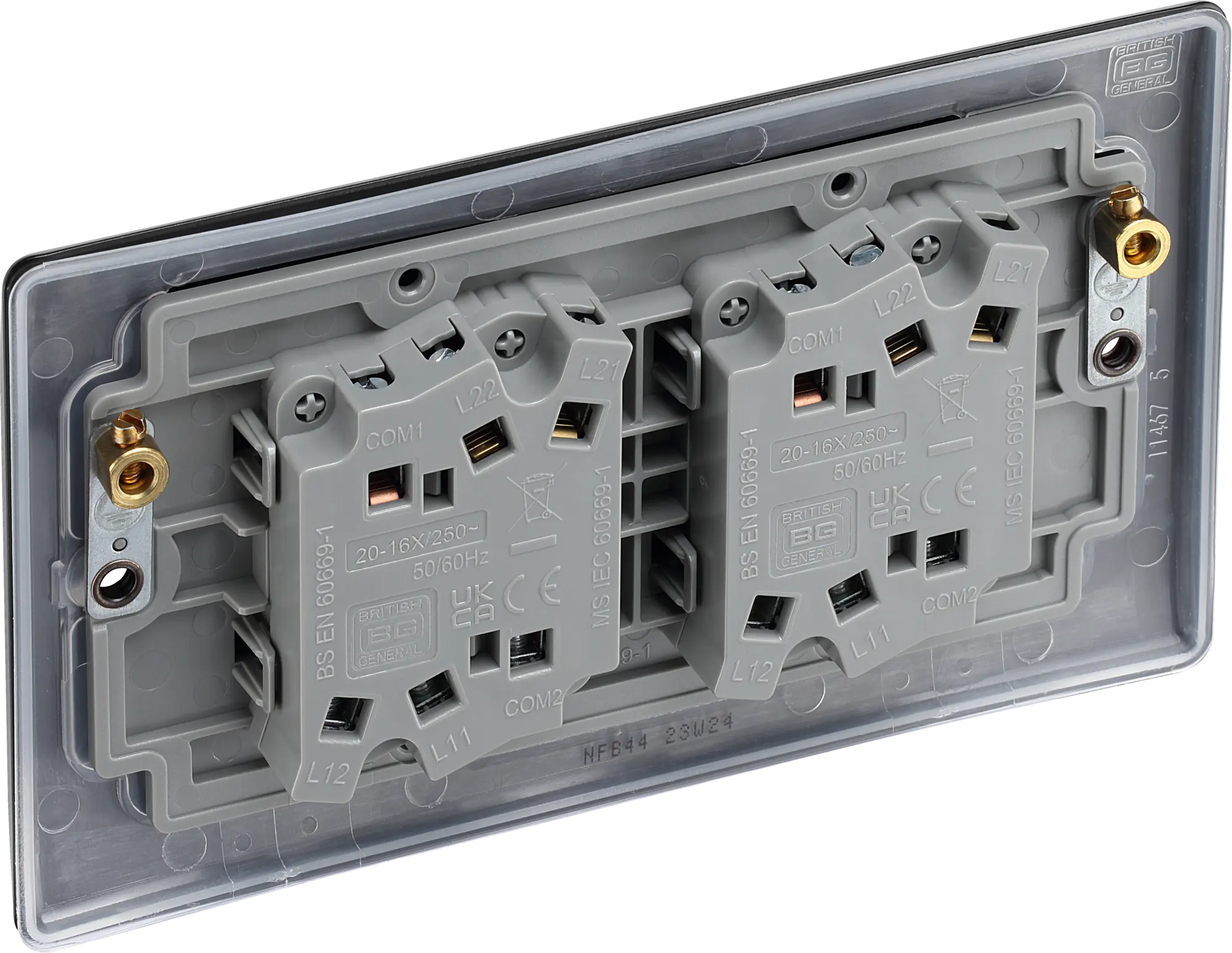 BG Nexus Metal Matt Black 4 Gang 20A 16AX 2 Way Plate Switch - NFB44 BG Nexus