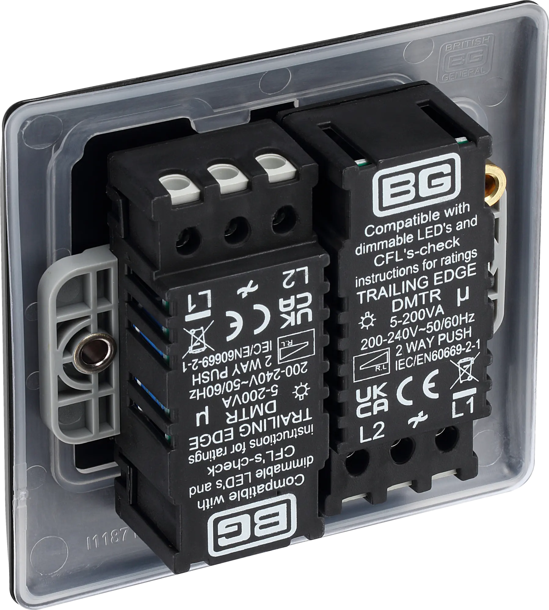 BG Nexus Metal 2 Gang Dimmer Switch in Matt Black BG Nexus