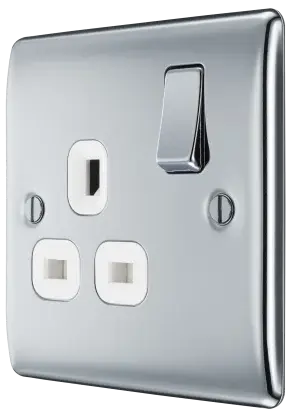 BG Nexus Metal Single Socket in Polished Chrome with White Inserts - NPC21W-01 BG (British General)