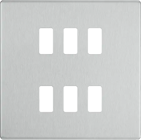 BG RFBS6 Screwless Brushed Steel 6 Gang Front Cover Plate BG Nexus