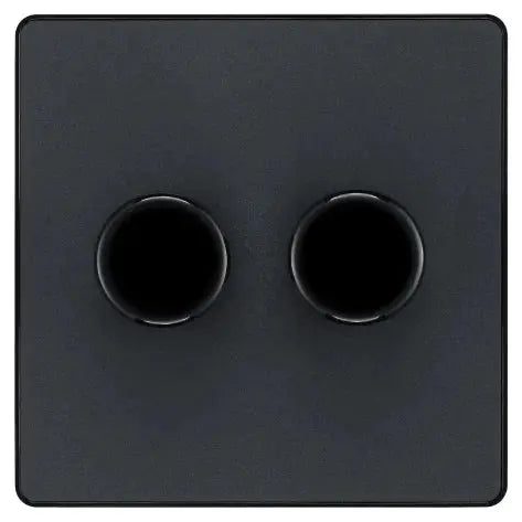 BG Evolve Matt Grey Screwless Double Trailing Edge Dimmer Switch PCDMG82B BG (British General)