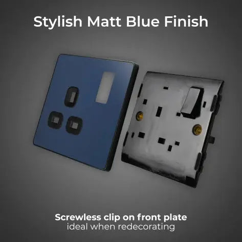 BG Evolve Matt Blue Screwless Single Socket PCDDB21B BG (British General)