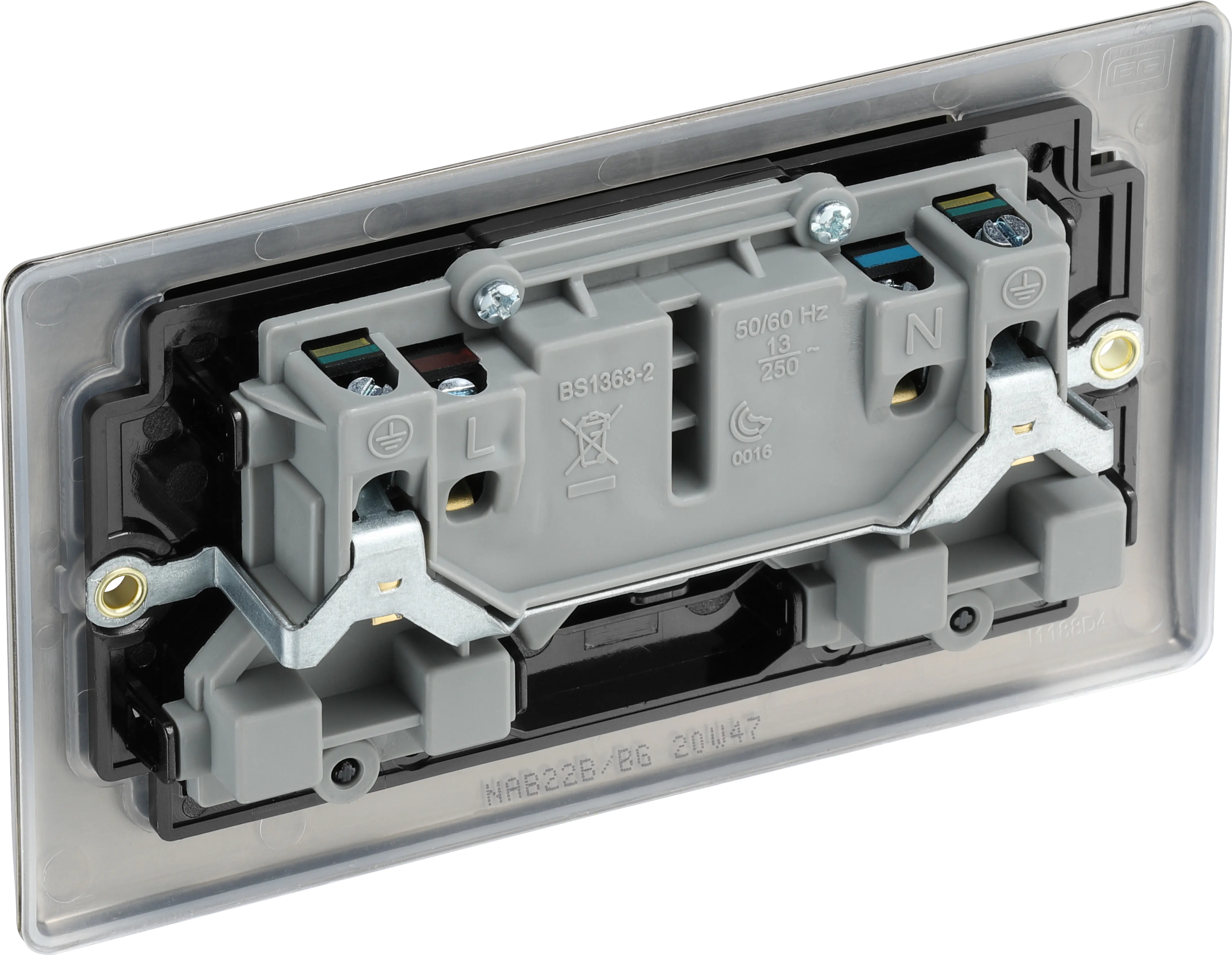 British General Nexus Metal 13A 2-Gang DP Switched Plug Sockets Antique Brass - 5 Pack BG Nexus