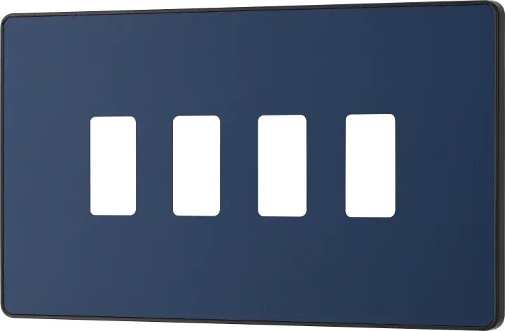 BG Evolve Matt Blue RPCDDB4B 4 Gang Front Cover Plate BG (British General)