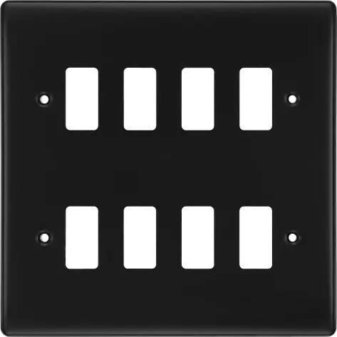 BG RNFB8 Matt Black Steel 8 Gang Front Cover Plate BG Nexus
