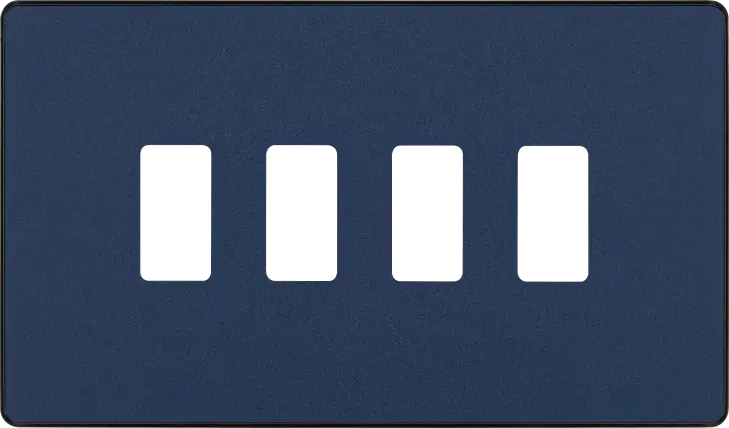 BG Evolve Matt Blue RPCDDB4B 4 Gang Front Cover Plate BG (British General)