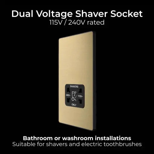 BG Evolve Satin Brass Screwless Dual Volt Shaver Socket PCDSB20B BG (British General)