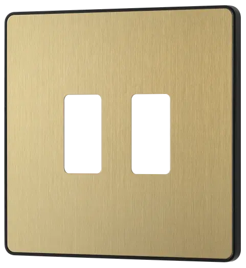 BG Evolve Satin Brass RPCDSB2B 2 Gang Front Cover Plate BG (British General)